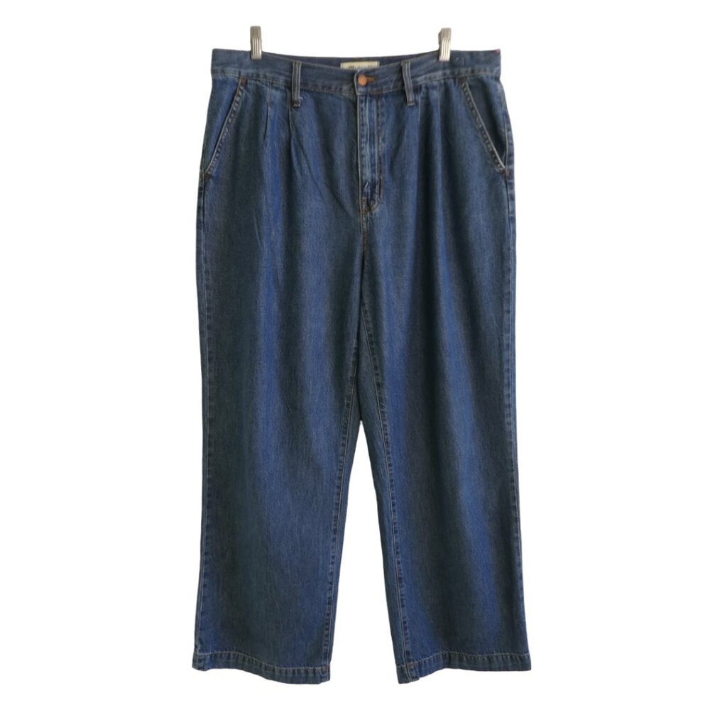 36x30 Madewell Trouser Jeans Pleated Baggy High Rise Wide Leg Medium Wash 31